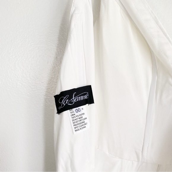 La Femme White Satin Ball Gown Size 00 Nwot - Picture 9 of 9